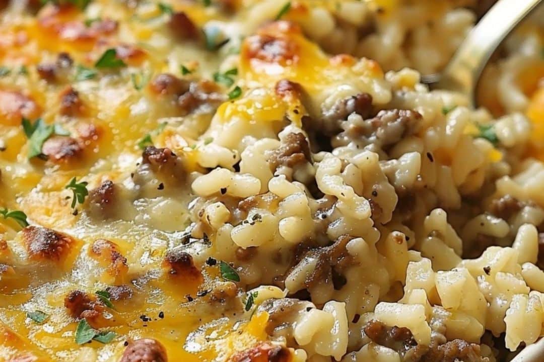 Cheesy Ground Beef and Rice Casserole Recipe