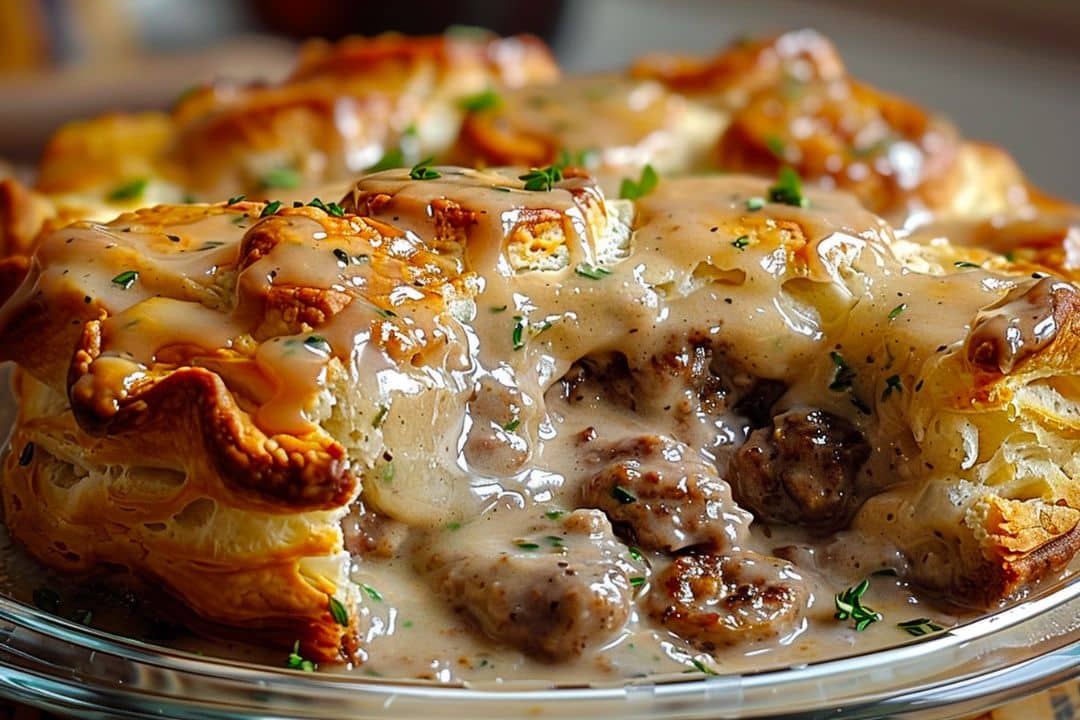 Sausage, Gravy, and Biscuit Pie Recipe