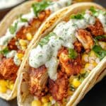 Fried Chicken Street Corn Tacos with Jalapeño Lime Ranch