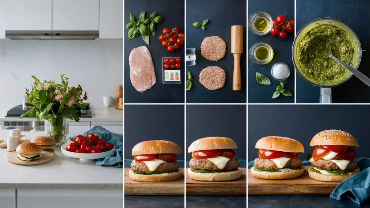 Caprese Pesto Chicken Burgers