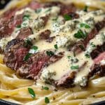 Savory Steak Gorgonzola Alfredo with Creamy Parmesan Sauce