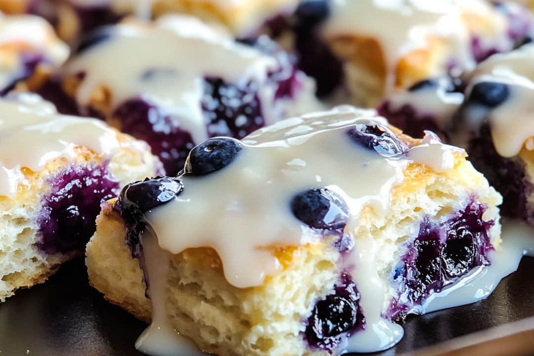 Sweet Blueberry Biscuits With Lemon Glaze