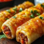 These Cheesy Taco Sticks are a fun and flavorful twist on a classic taco. Filled with seasoned beef and gooey cheese, they're perfect for a snack or a party appetizer!