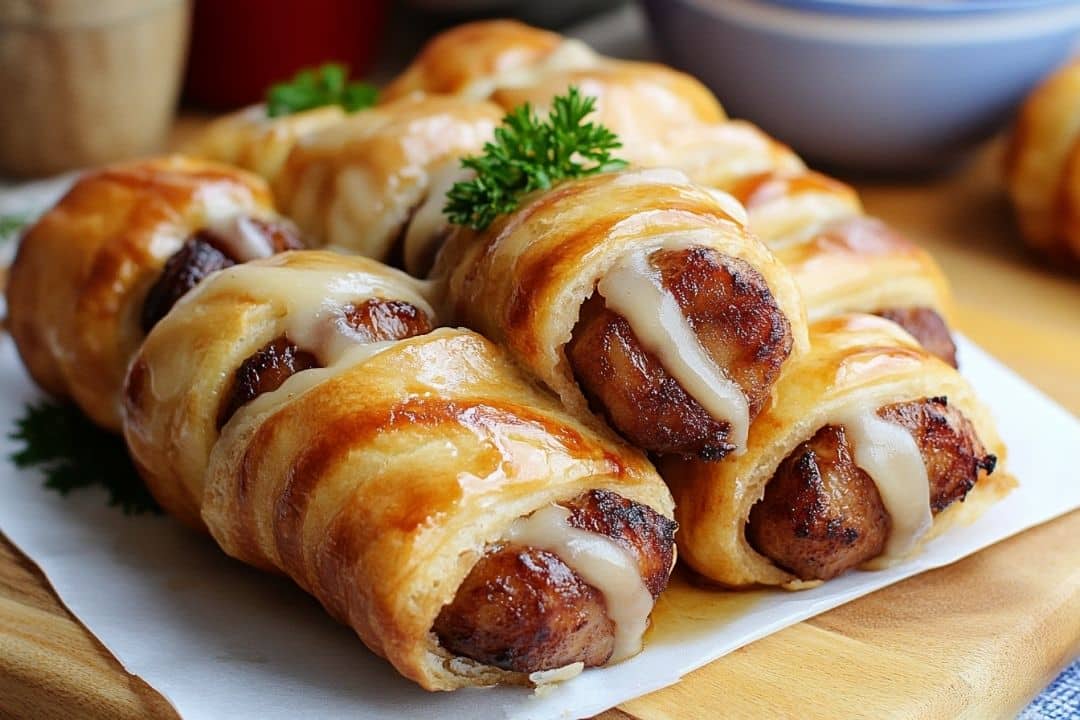 These Breakfast Pigs in a Blanket combine the sweet, cinnamony goodness of cinnamon rolls with savory sausage links, all topped with a rich maple glaze. Perfect for a fun and easy breakfast or brunch, these bite-sized delights are sure to be a hit with both kids and adults!