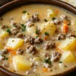 Crockpot Creamy Potato & Hamburger Soup