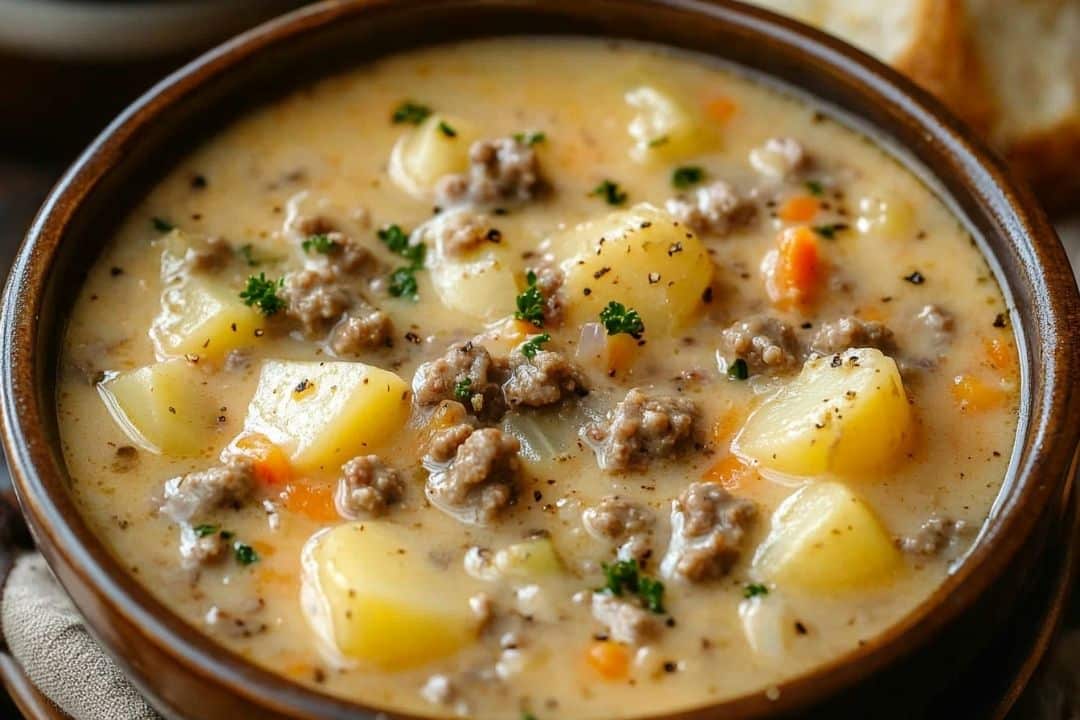 Crockpot Creamy Potato & Hamburger Soup