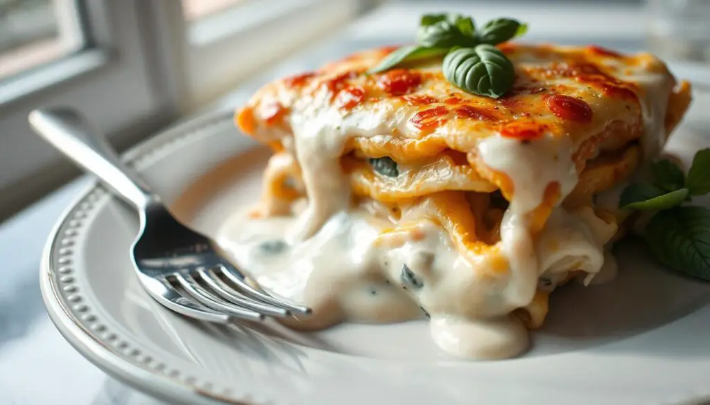 Serving Chicken Alfredo Lasagna