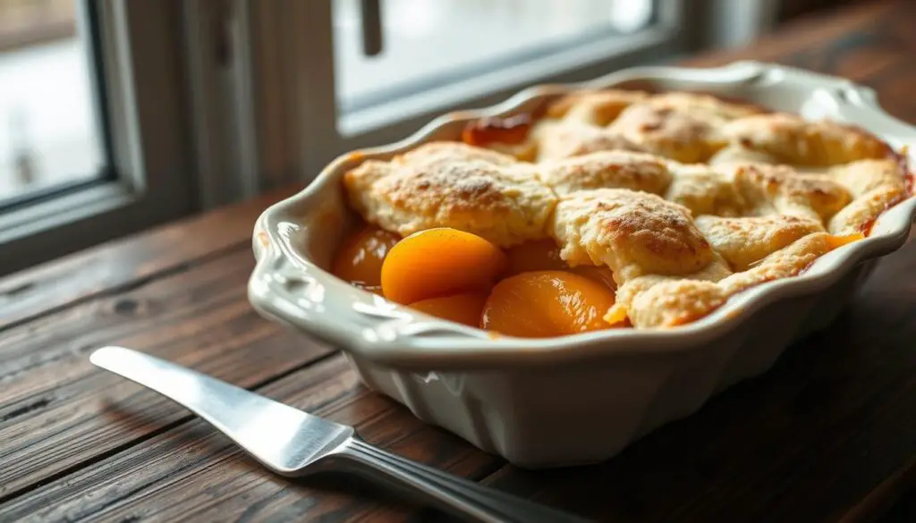 Serving Peach Cobbler