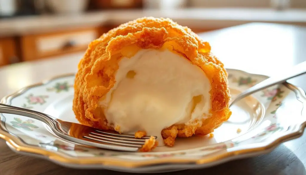 Why does the ice cream not melt in fried ice cream?