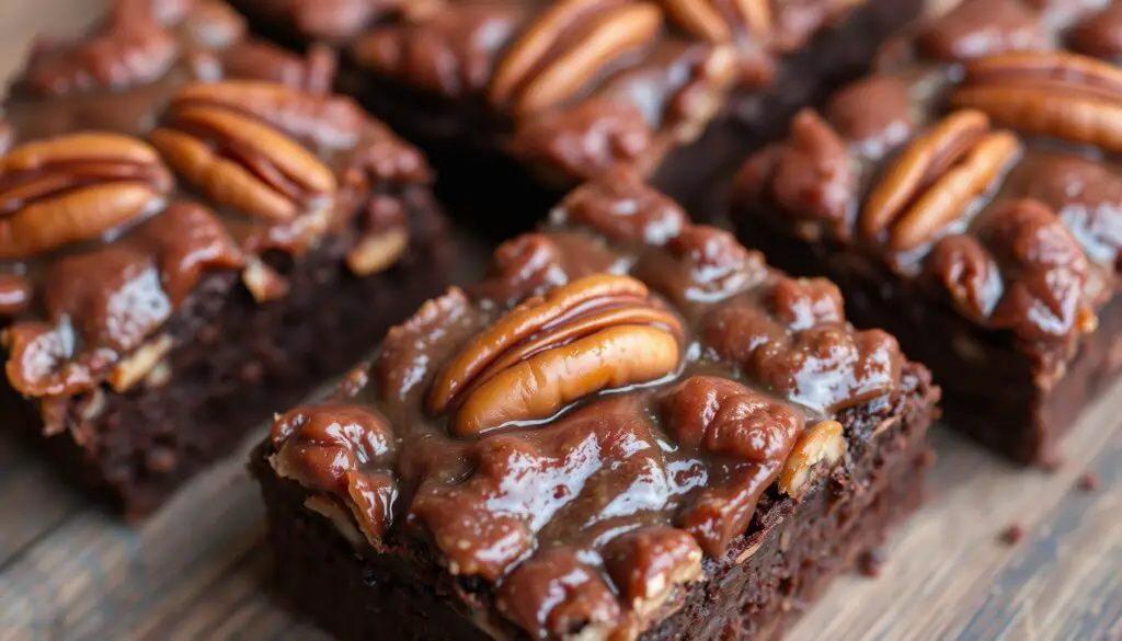 pecan details in pecan pie brownies