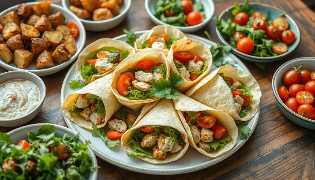 serving wraps with meal accompaniments