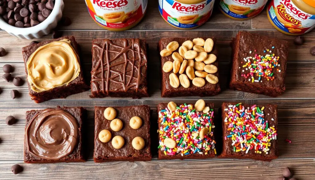 variations of 2 ingredient Reeses brownies