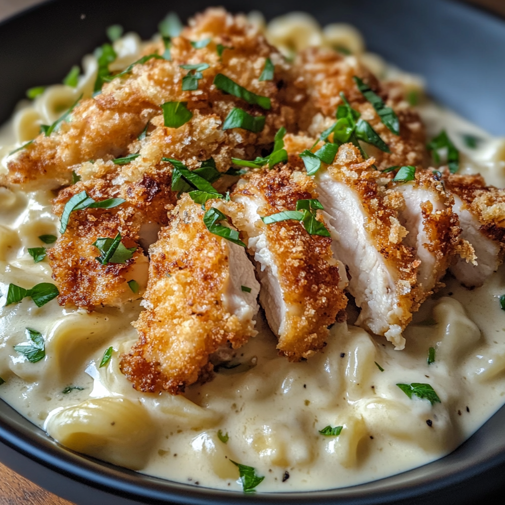 Crispy Chicken with Creamy Pasta 2 Crispy Chicken with Creamy Pasta