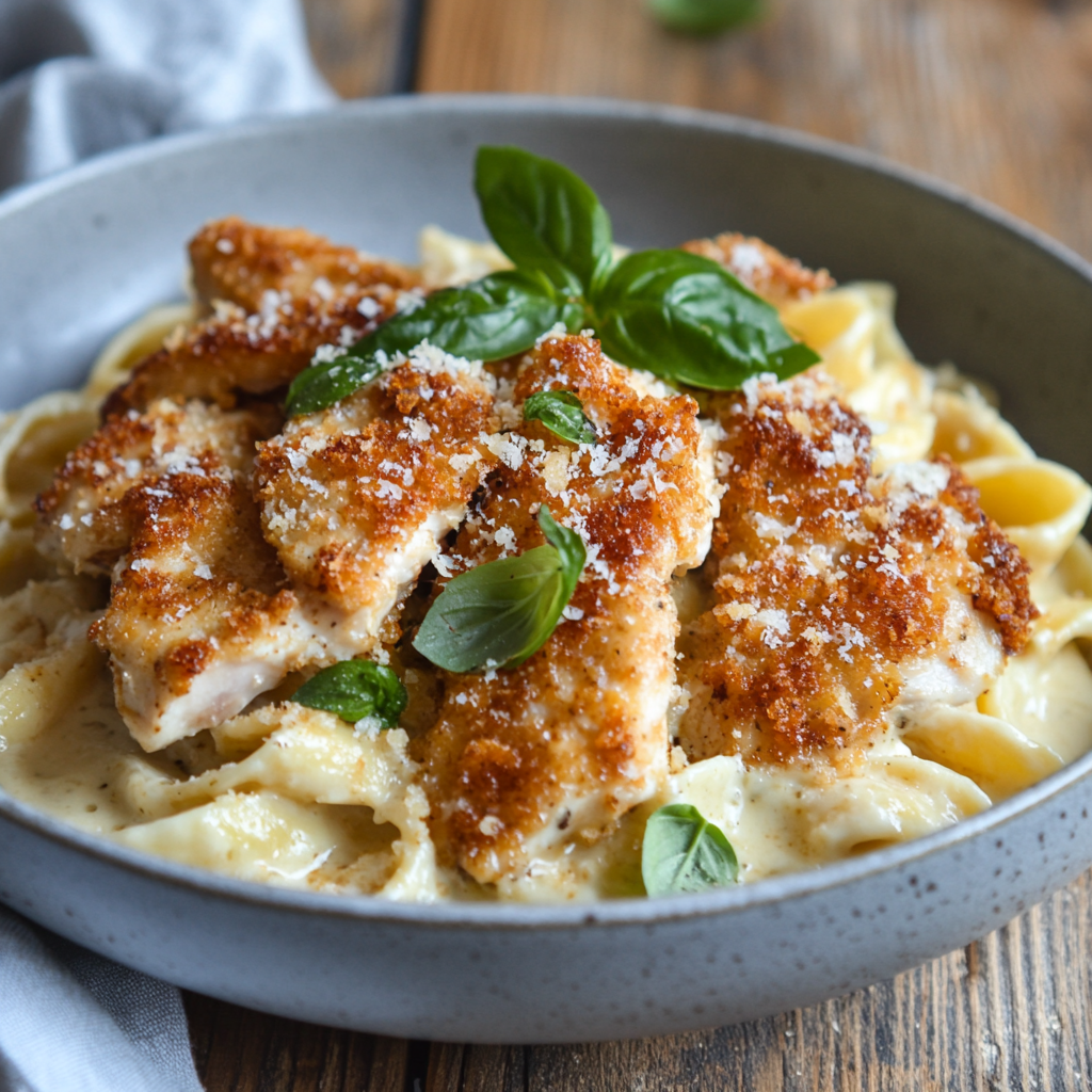 Crispy Chicken with Creamy Pasta 3 Crispy Chicken with Creamy Pasta